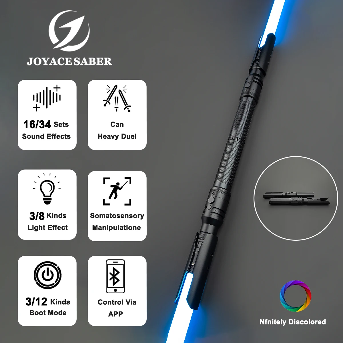 

JoyaceSaber Dark Ray Double Blade Lightsaber XenoPixel Light Saber Heavy Dueling Pixel Sword With sound effects Luminous Toys