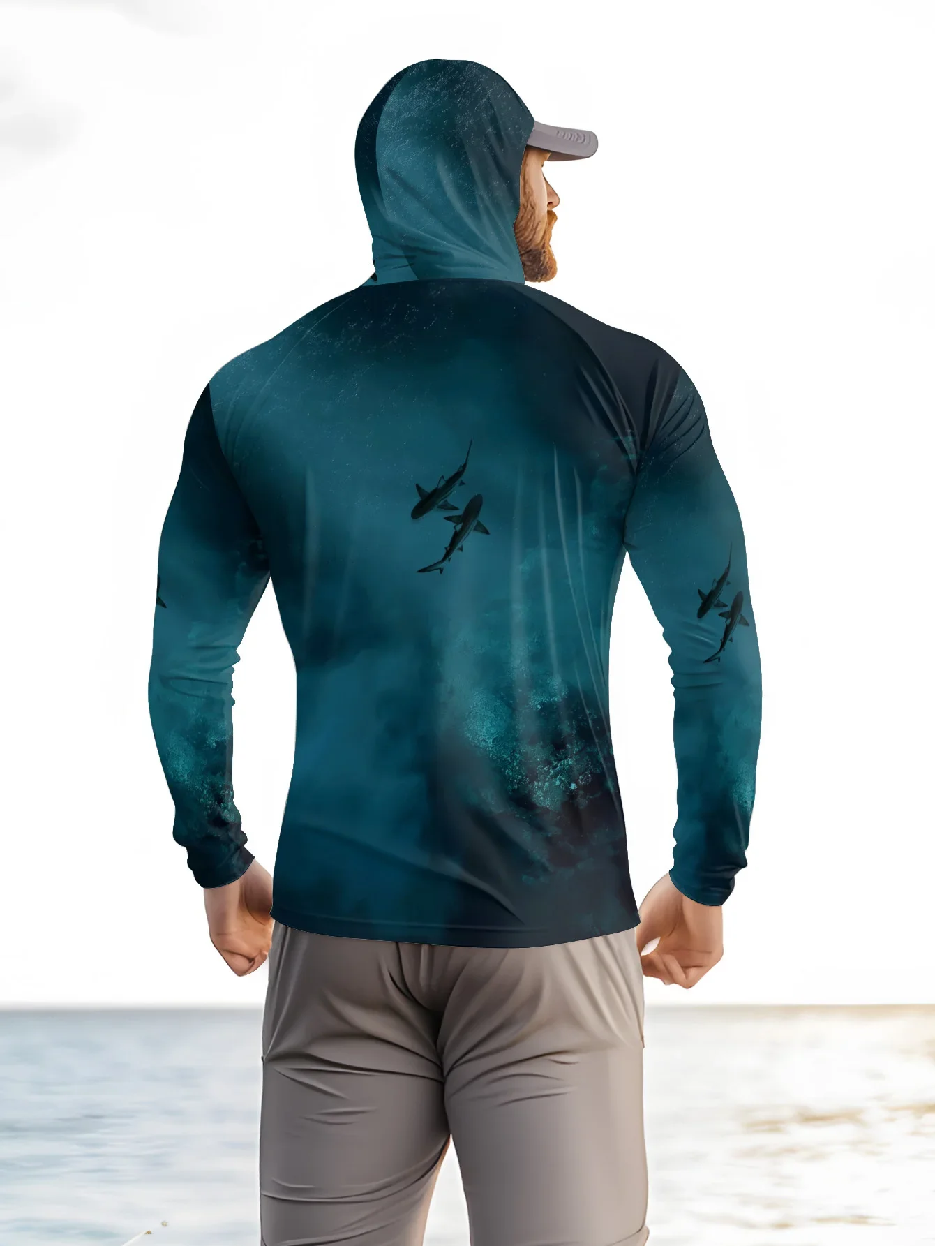 2026 Summer Best-selling Men's Fishing Outfit for Outdoor Sports Leisure Comfortable and Soft 3D Small Fish Pattern Print view 3