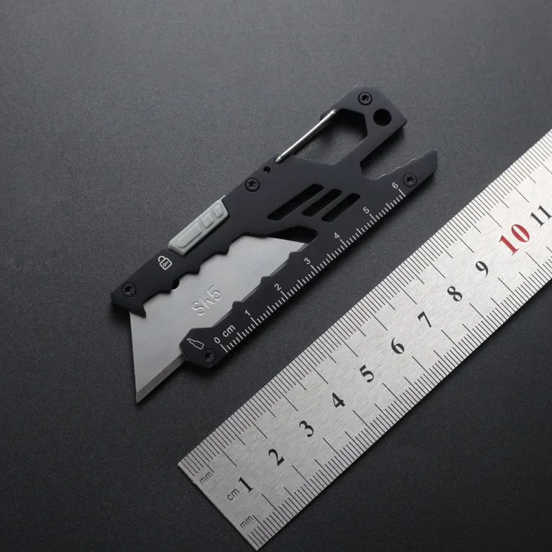 Heavy Duty Trapezoid Safety Retractable SK5 Sharpe Quick Utility Knife Paper Cutting EDC  Titanium Portable Carving Art Knife