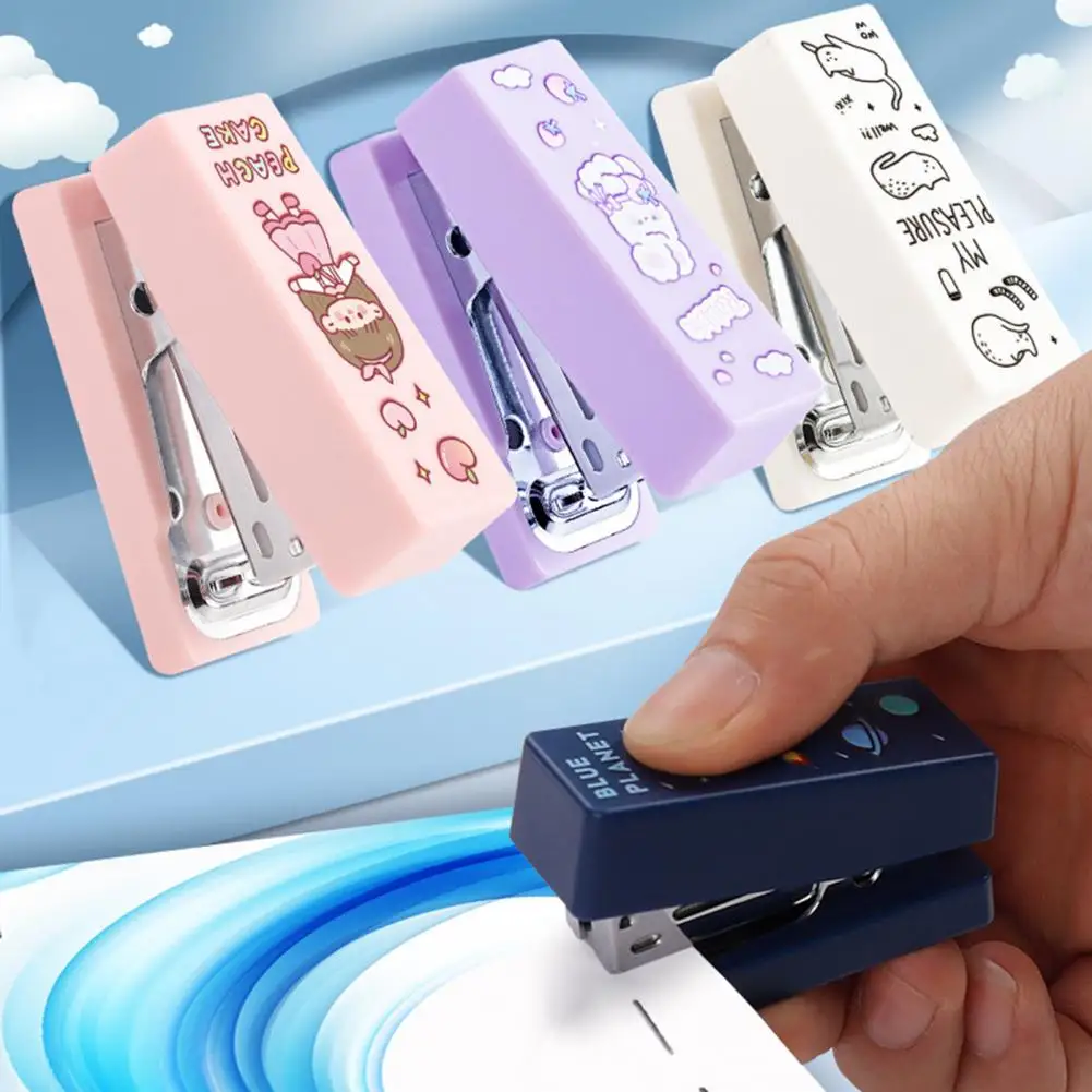 1 Набор бумажный степлер, портативный мини-степлер с сильным проникновением, бумажная папка с мультяшным рисунком для офиса и школы