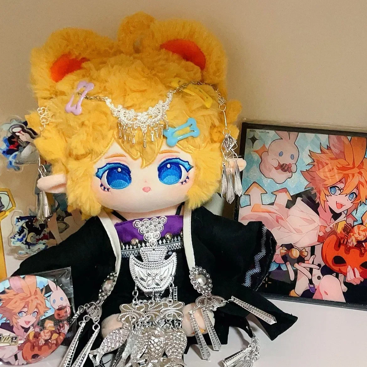 

Мягкая игрушка-кукла Аниме Авто Король (20 см) для детей и взрослых, милый медвежонок Джинджин для косплея со скелетом, рождественский подарок