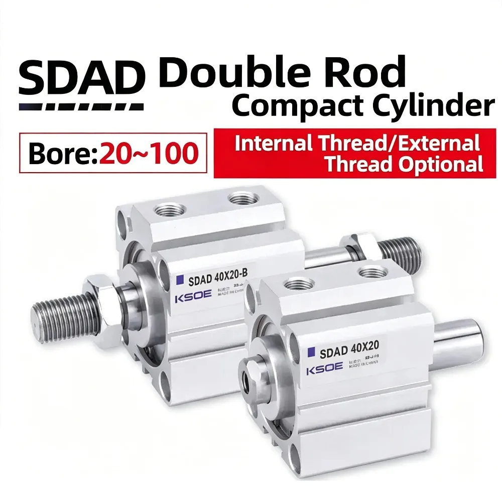 

Цилиндр SDAD с двойным выходом и двумя головками 20 25 32 40 50 63 80 100X20X30X40X50-SB, внутренняя и внешняя резьба опционально