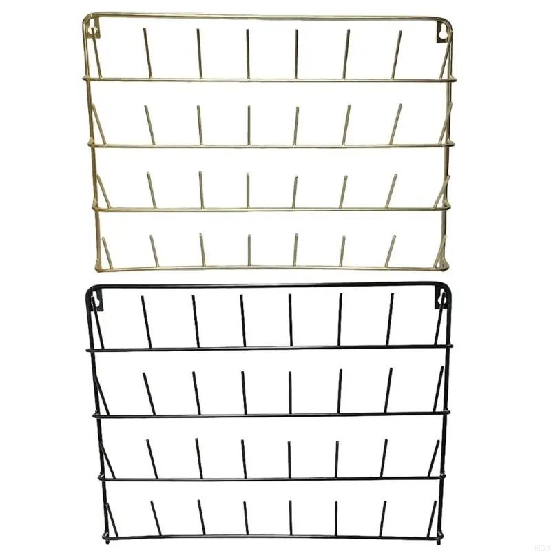 

0XXA Wall Mount Thread Rack for 32 Spools Sewing Thread Storage Bobbin Holder with Hanging Hook Jewelry Stand