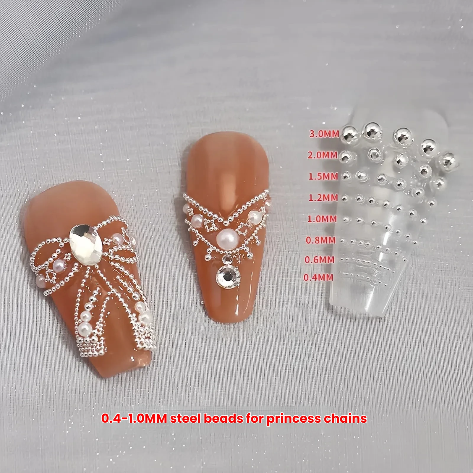 1 กล่องทอง/เงิน/สีดํามินิรอบลูกปัดเหล็กเล็บ Charms ชุด 0.6/0.8/1.0 มม.DIY 3D เล็บอุปกรณ์เสริมหัตถกรรมตกแต่ง