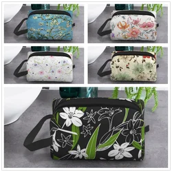 Flower makeup bag Ladies zipper large printed Wash bag Travel storage Toiletry bags Pen bag Suitable for men's travel study