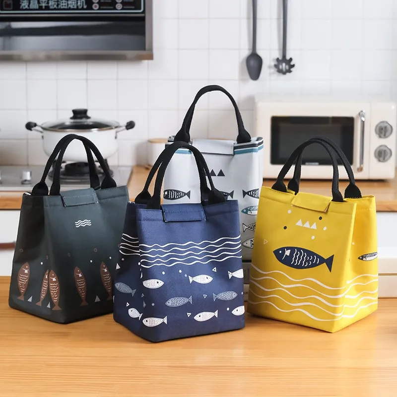 Oxford Cloth Lunch Bag Hand-Held Bento Bag Small Fish Insulation Bag Outdoor Picnic Insulation Bag Cold Insulation Portable Ice