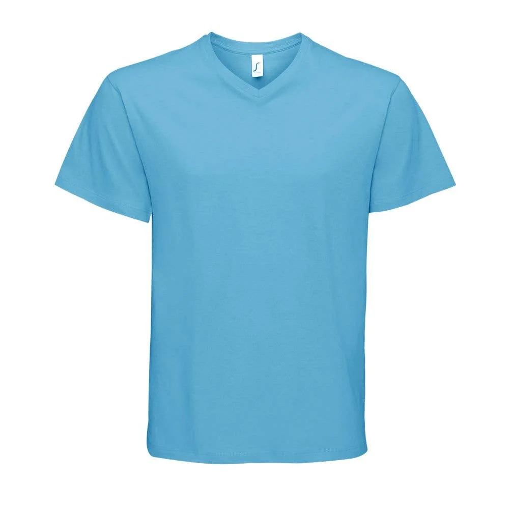 V-neck men's T-shirt size = S.COLOR = Aqua