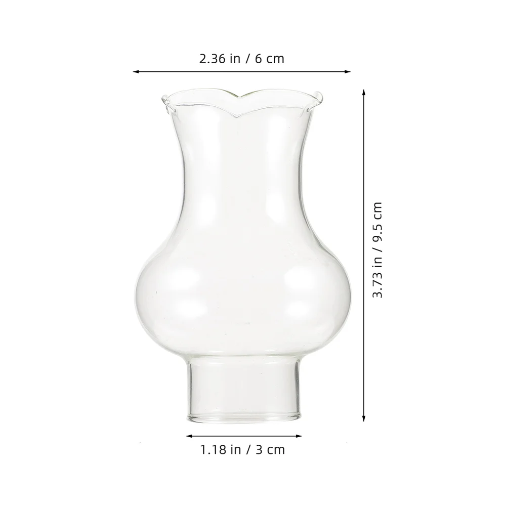 2 Pcs Glass Lamp Shade 3cm Diameter Clear Oil Lamp Chimney for Kerosene Lanterns Install Decorative Practical