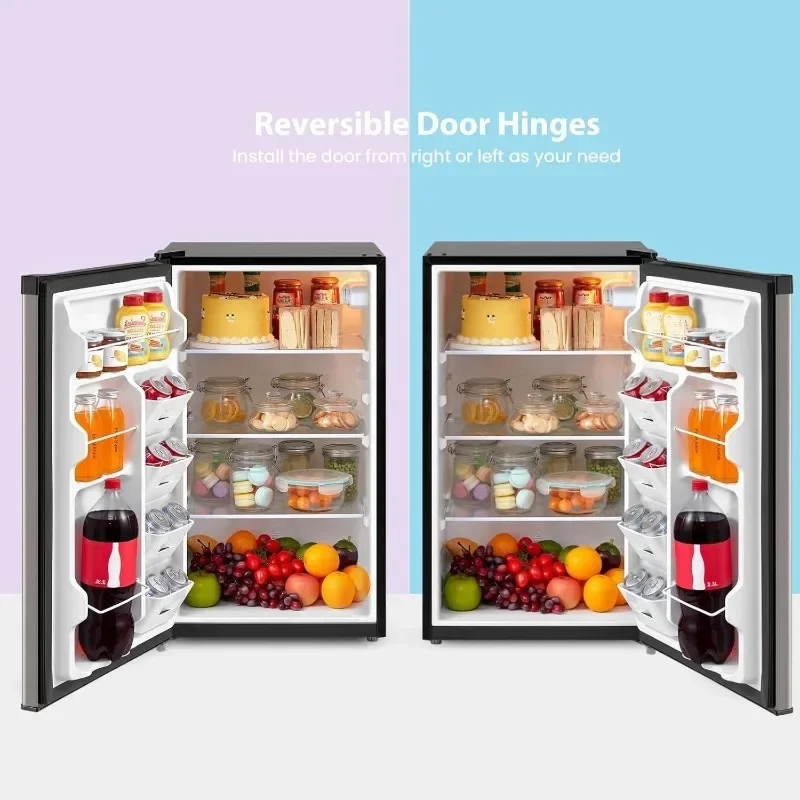 Compact Refrigerator Single Door Mini Removable Glass Shelf Energy Saving Suitable for Bedroom Office Garage Dormitory