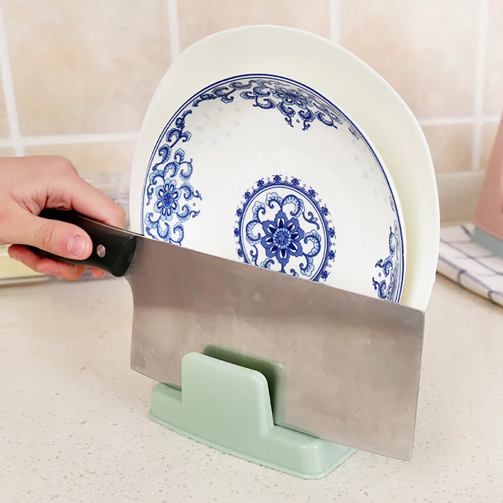 

2pcs Pot Lid Holder Plastic Pan Cover Stand 2 Tier Kitchen Rack For Cutting Board Knife Storage Shelf Green Multifunctional Drip