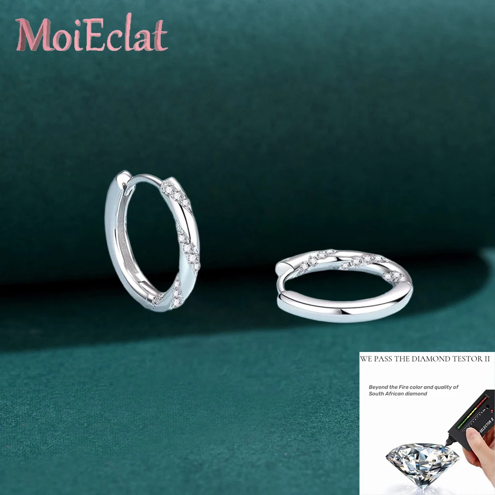 

Ear Buckle 0.348CT Moissanite Diamond, Platinum Pt950 Wedding Hoop Earrings, Girl Christmas Gift Women Valentine's Day