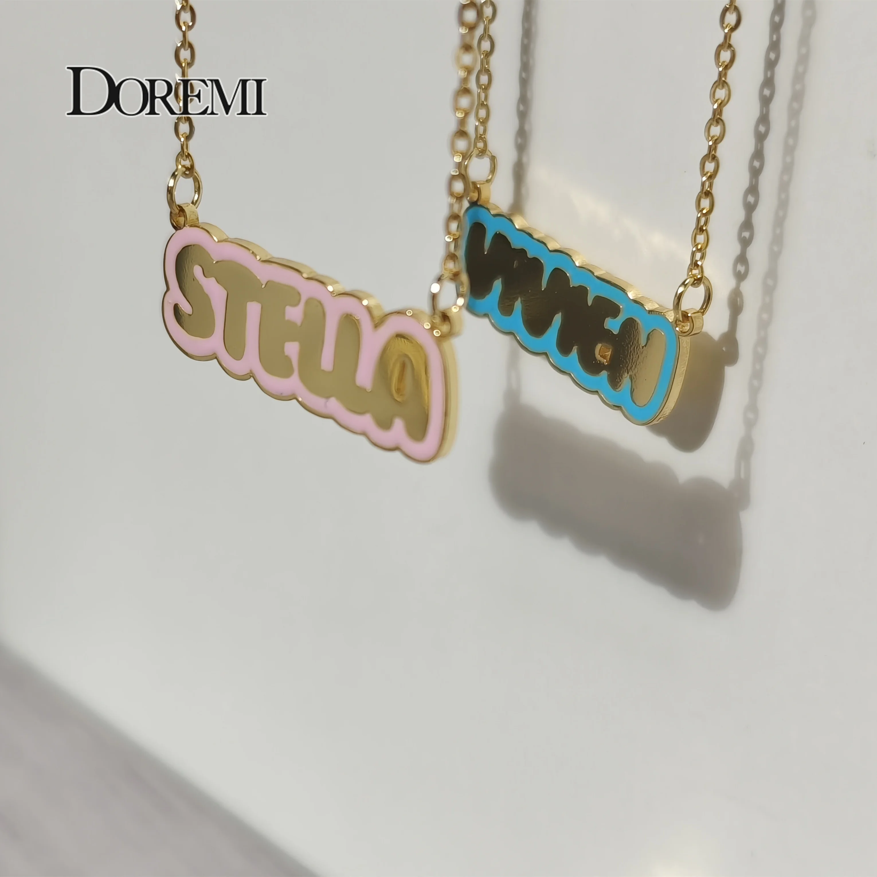 Bubble Letters Custom Name Necklace Stainless Steel Colorful Necklace Personalized Gifts Enamel Necklace Custom Name Necklace