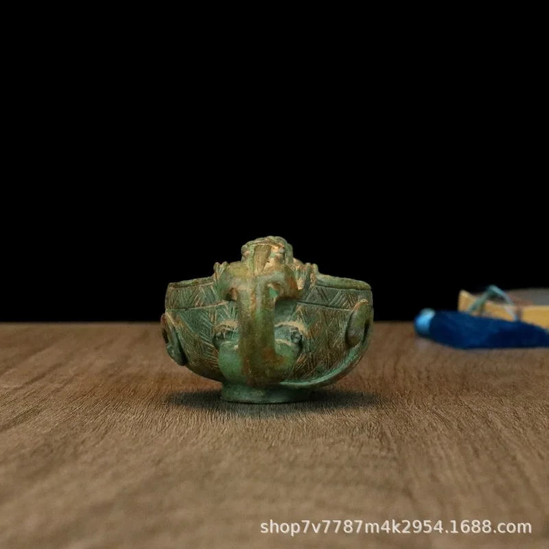Brass alloy craftwork double-beast cup home living room decorative ornament