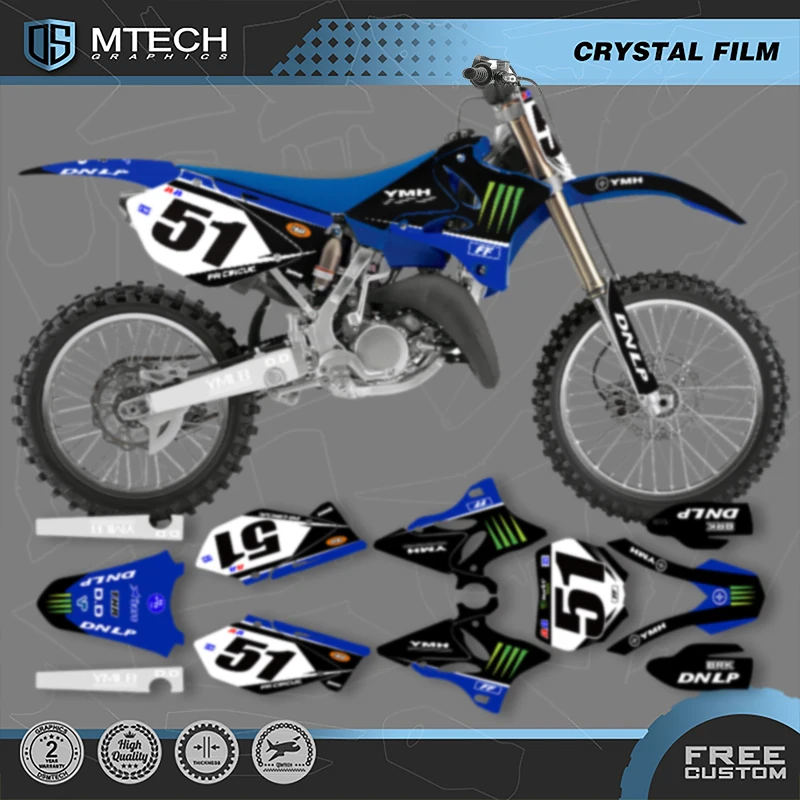 

DSMTECH пользовательские мотоциклетные графические фоновые наклейки, наборы наклеек для YAMAHA YZ125 250 2002 2003 2004 2005 2006 2007-14 013