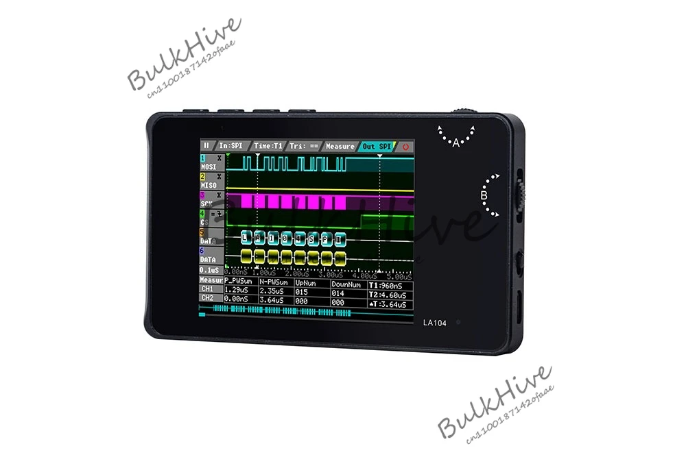 محلل منطق رقمي صغير، 4 قنوات، أقصى قدر من أخذ العينات 100 ميجاهرتز، SPI، I2C، PWM، راسم الذبذبات 2.8 بوصة، تخزين فلاش 8 ميجابايت، LA104 #1