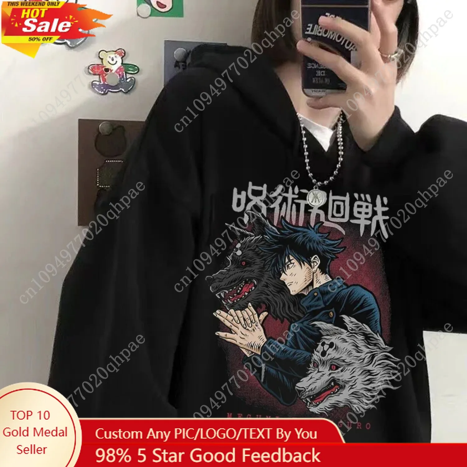 

Women's Hoodies Japanese Anime Jujutsu Kaisen Hoodie Yuji Itadori Cartoon Sweatshirts Tops Kawaii Gojo Satoru Graphic Streetwear