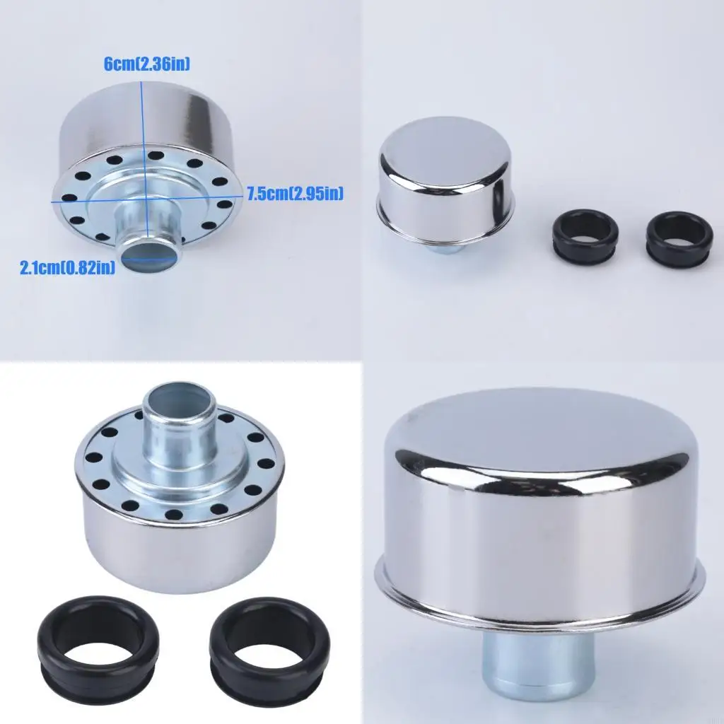 Push In Engine Valves Cover Breather with Grommet, Round Metal Air Cap for 1-1/4 Inch Cover Opening, Repair Part for Engine H9EE