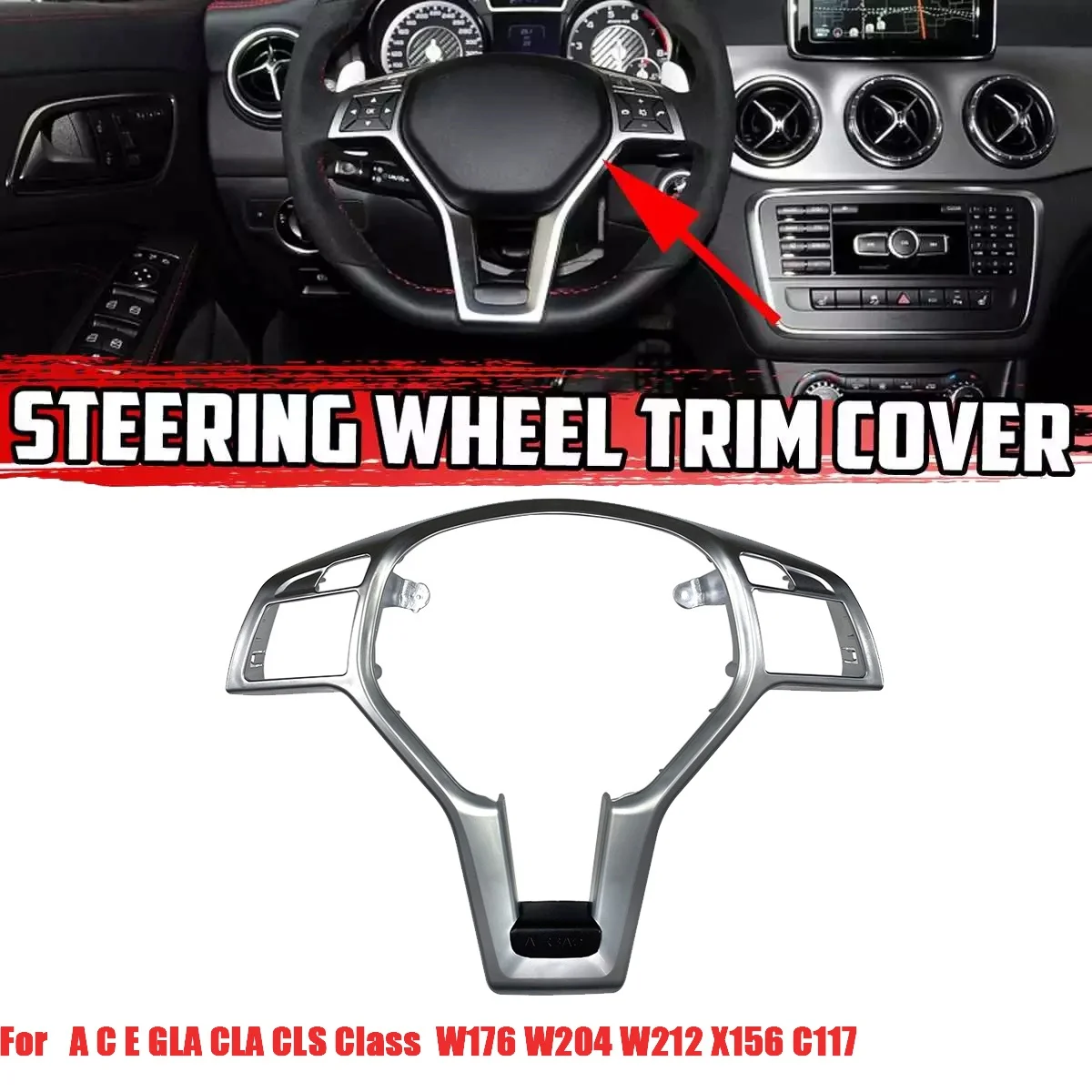 Car Steering Wheel Frame Trim Cover for A C E GLA CLA Class W176 W204 W212 X156 C117