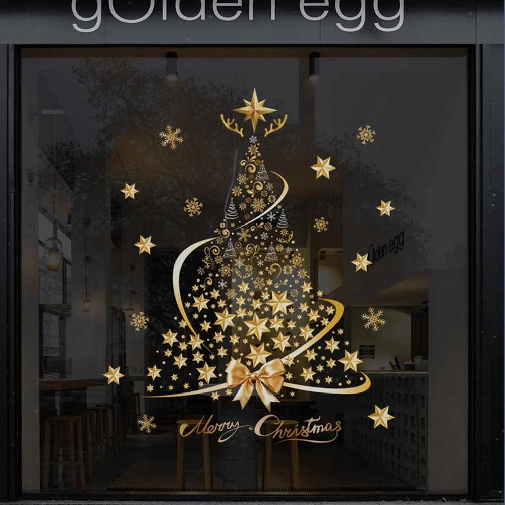 Christmas Festive Gold Star Window Stickers Wall Stickers For A Magical Christmas Tree Display 12 X 1.7 X 1.5 Inch