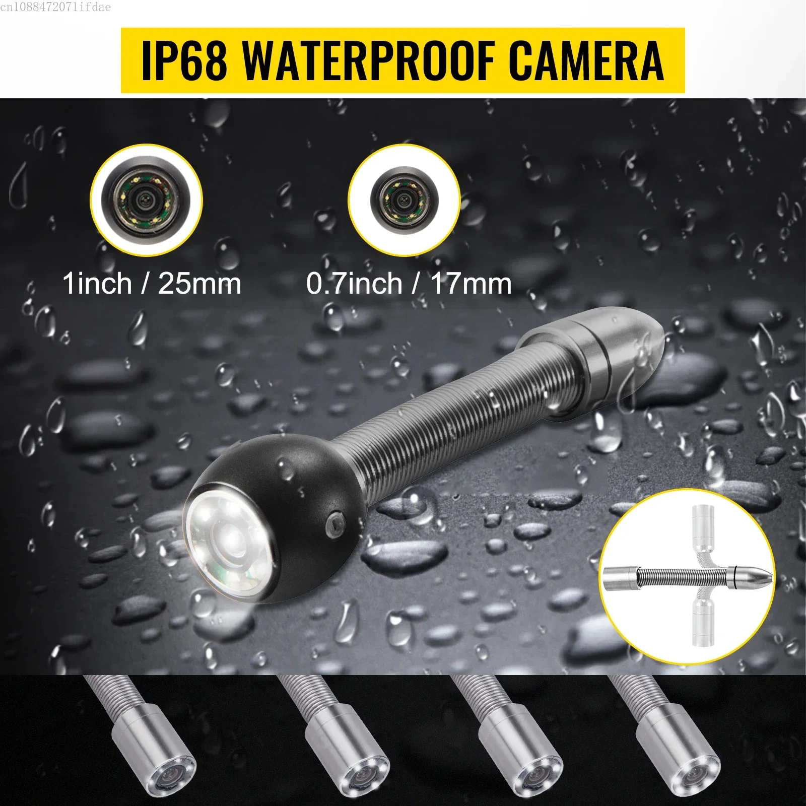 VEVOR 98.4 قدم/30 م 4.3 بوصة فحص استنزاف الأنابيب مع وظيفة DVR وأضواء LED مقاومة للماء IP68 Borescope