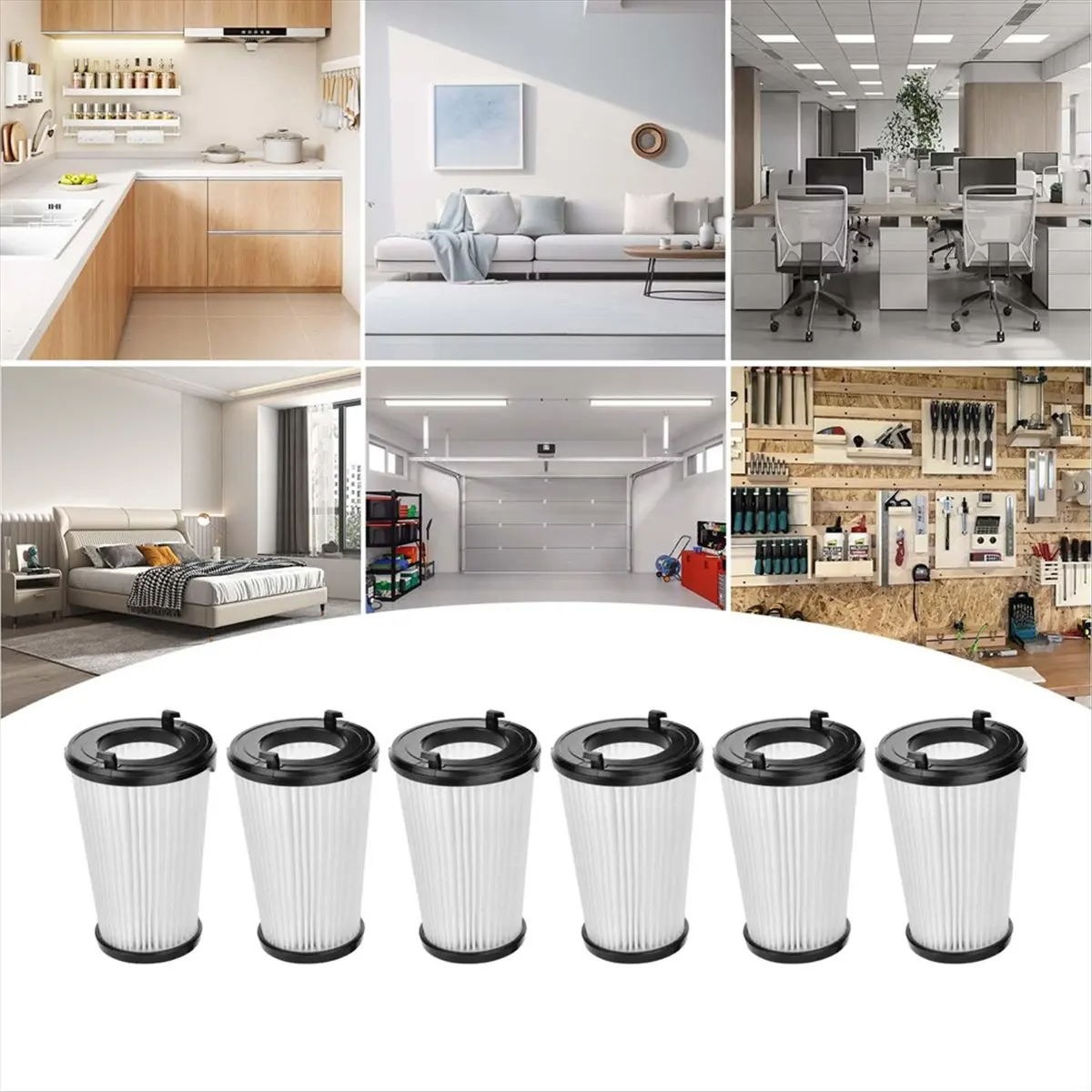 (A91P) Pacote com 6 Filtros de Substituição VAF-1 Compatíveis com Aspirador de Pó Electrolux Ergorapido EHVS2510AW VS3510AR, Peça EL65522