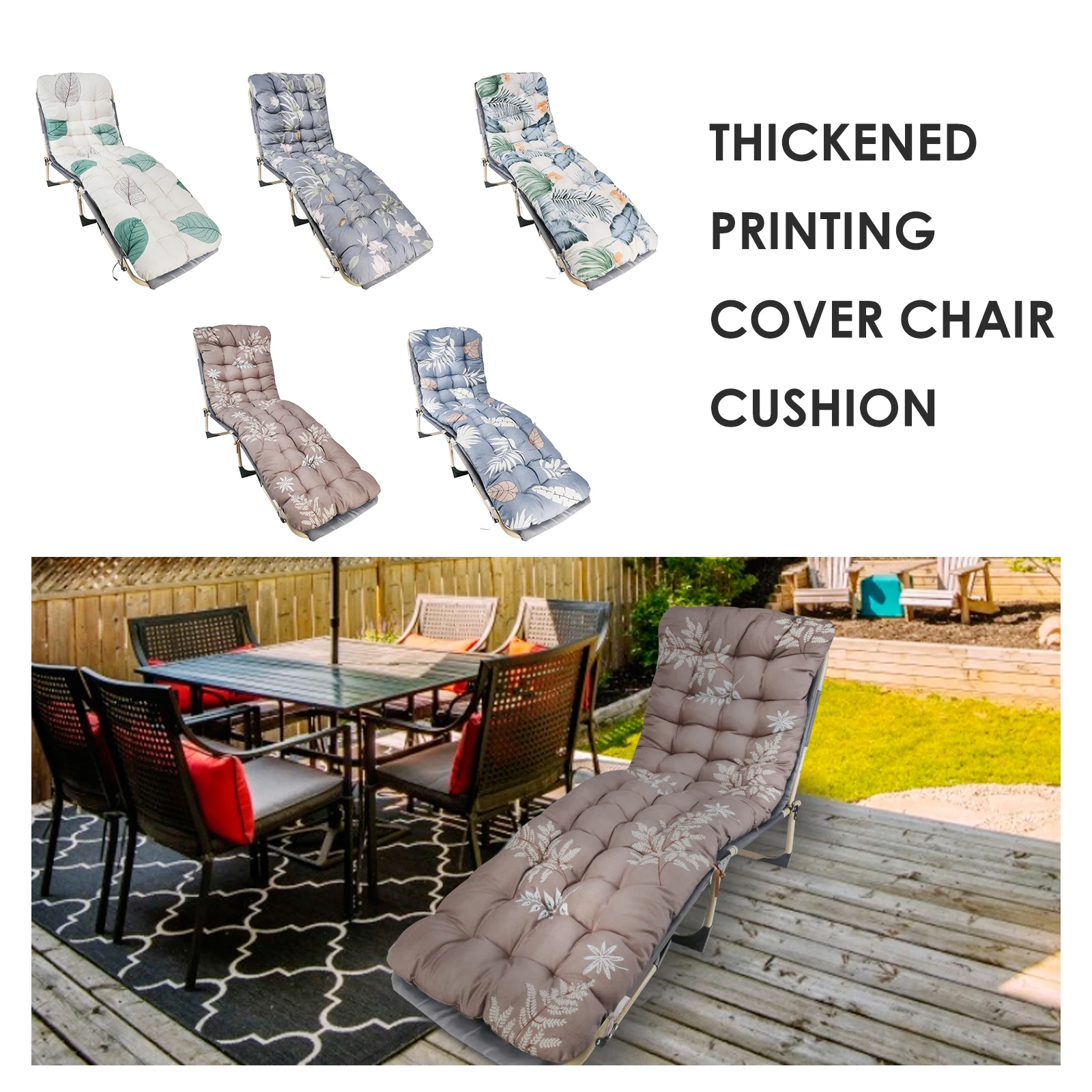 170*53*8cm Chair Cushion Garden Patio Recliner Relax Rocking Chair Cushion Soft Office Chair Seat Mats Sun Lounger Chair Pad