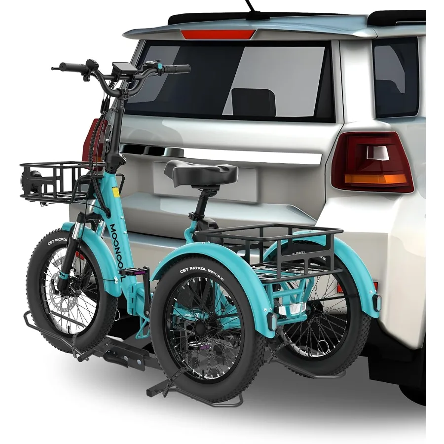 

Heavy-Duty Hitch-Mount Trike Rack for Ebike with 170 lbs Capacity Foldable 3-Wheel Bike Carrier Designed for Standard 2-inch Re
