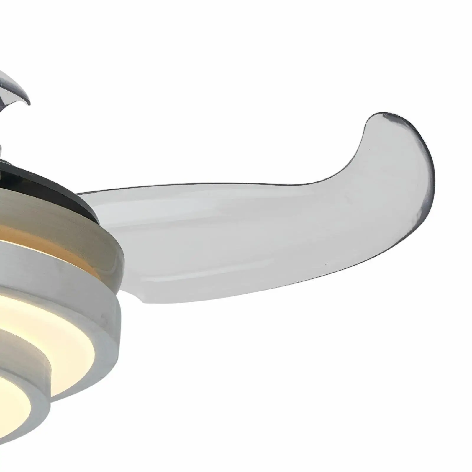 42Inch Modern Invisible Ceiling Fan Light 3 Colors Retractable Blades LED Chandelier Lamp with Remote Control