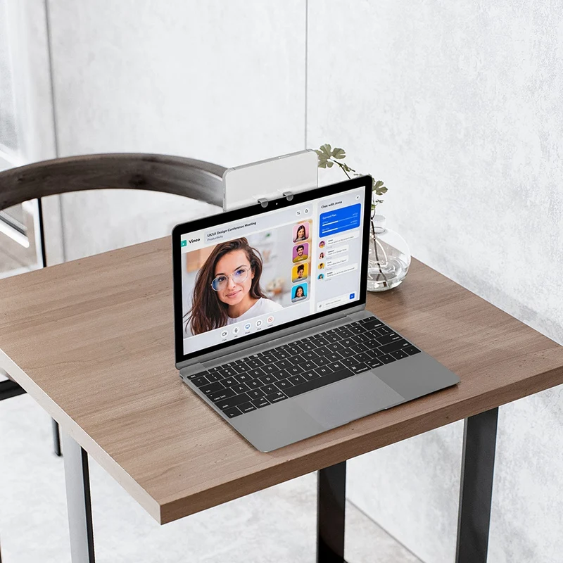 ใหม่ที่วางโทรศัพท์มือถือกันลื่นสำหรับ MacBook Air แล็ปท็อปเว็บแคมที่ตั้งมือถือแบบต่อเนื่องขาตั้งกล้องสีเงิน