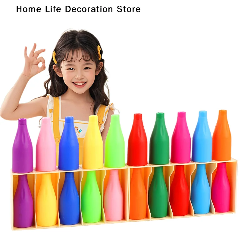 Children's Fun Beverages Color Match Toys 10/20bottles + Base, Early Childhood Guessing Game Memory Training Interactive Puzzle