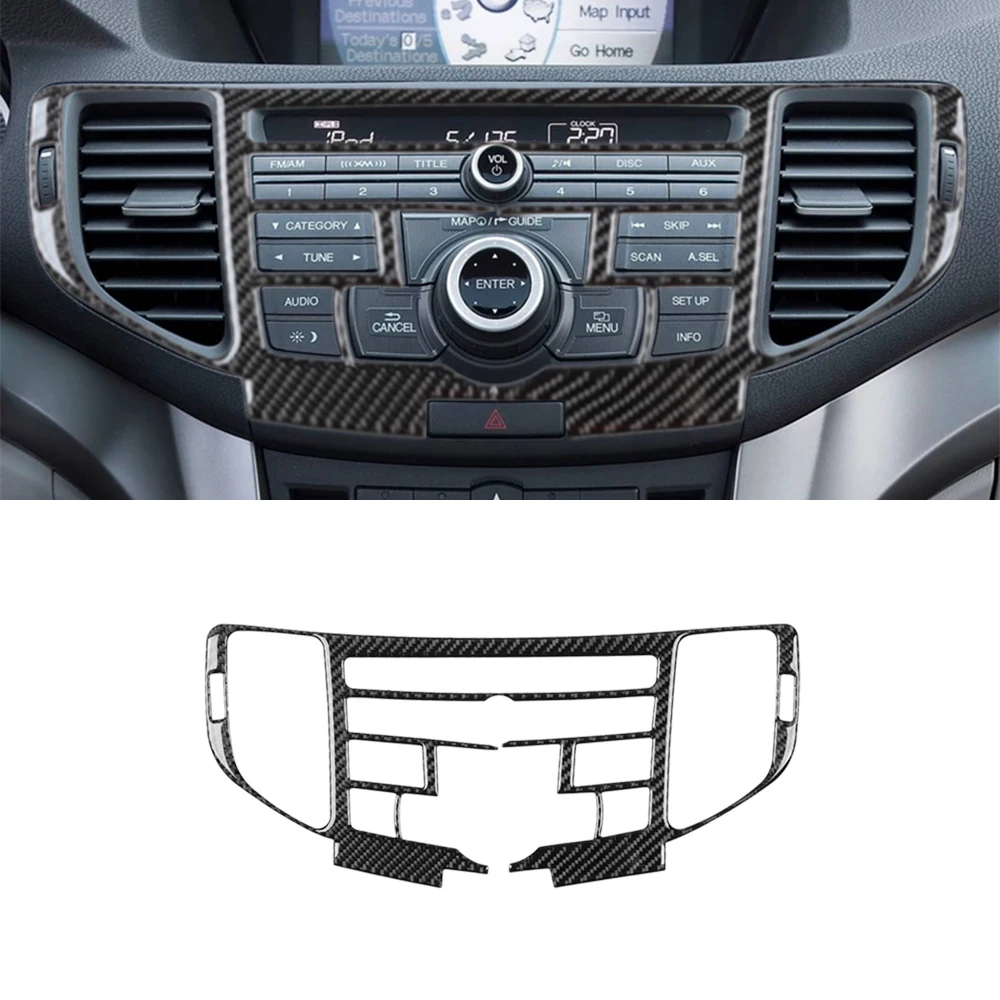 for TSX 2009-2023 Center Console Radio Navigation Decoration Cover Sticker Trim Car Interior Accessories Carbon Fiber