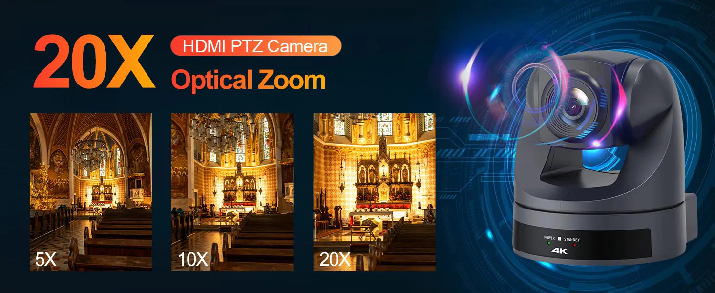 Runpu 4K/30fps Conference Camera PTZ Video 20X Zoom Ai Tracking Ptz NDI Camera USB HDMI LAN POE For Educate Live Business Meetin
