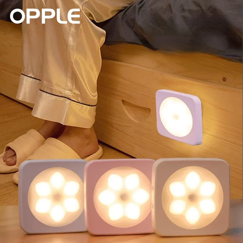 

OPPLE Floral Smart Night Lamp Motion Sensor Magnetic Mini Portable Bedroom Wardrobe Led Light Anime Home Room Decoration Setup