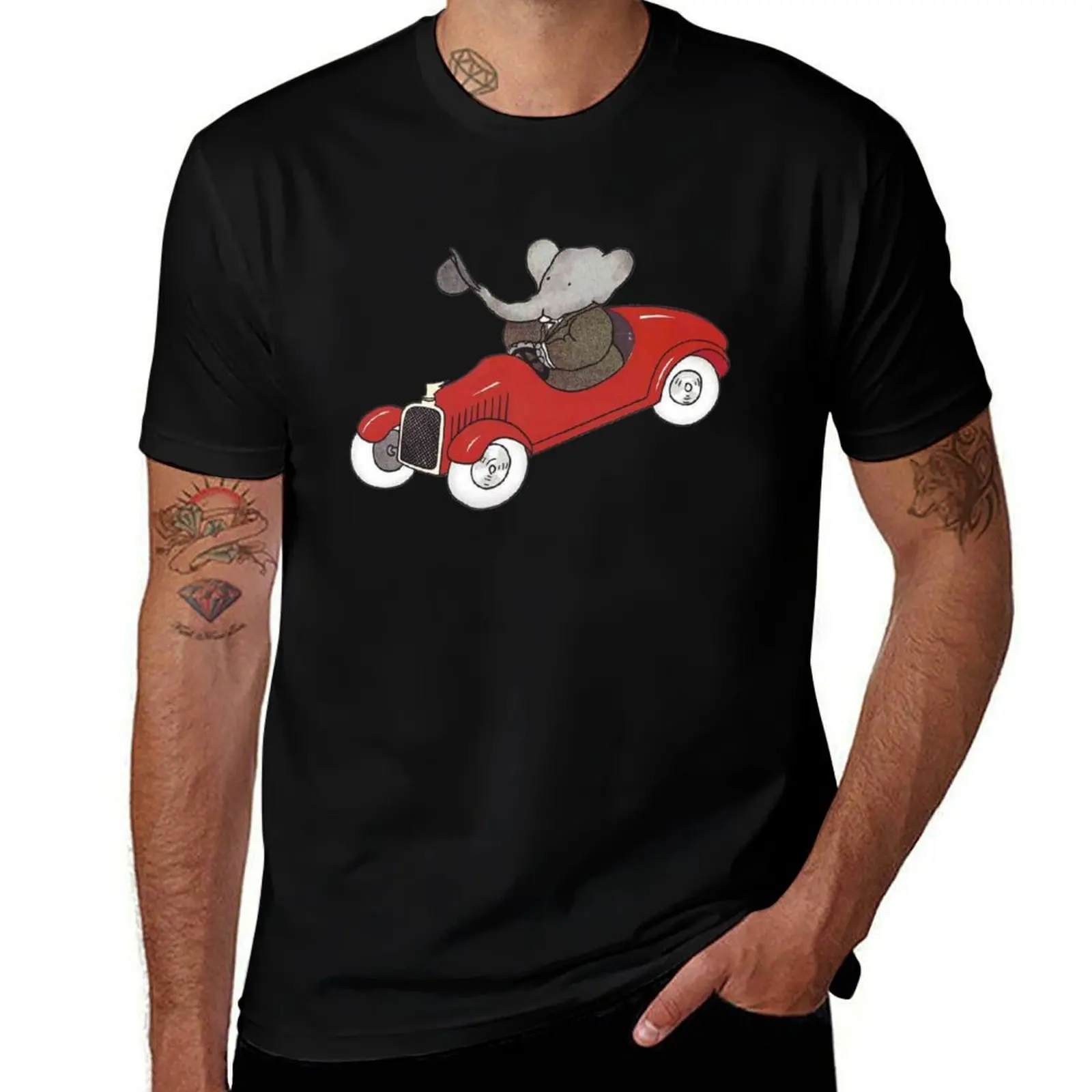 

Babar in a car T-Shirt t shirts for man graphic tees man t shirt cotton T-Shirt