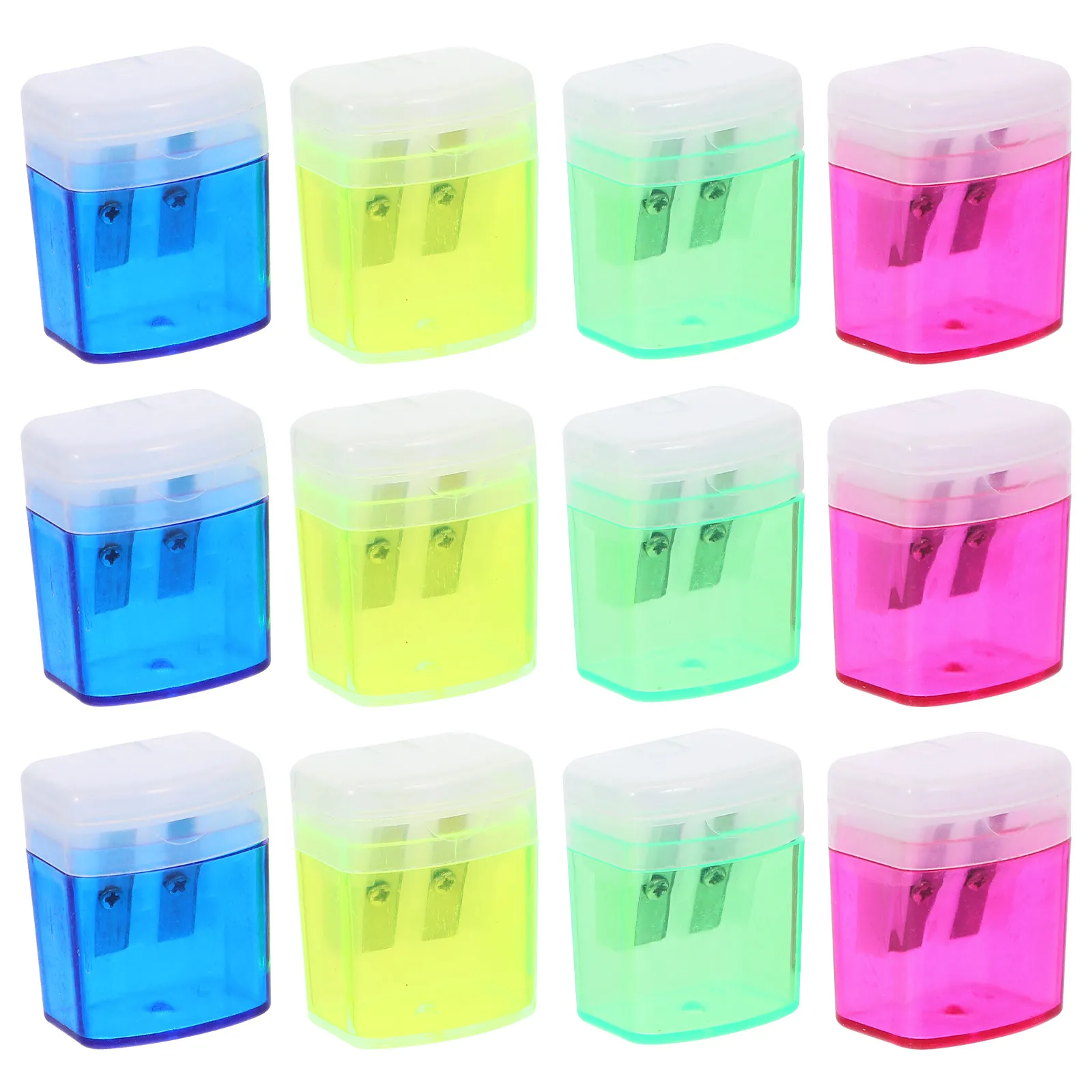 

12Pcs Adorable Pencil Sharpener Set Multi-Hole Manual Sharpening Tool for Different Pencil Shapes Easy Carry Lightweight Office