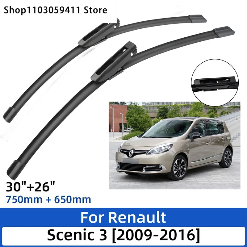 

2PCS for Renault Scenic 3 2009-2016 30"+26" Front Wiper Blades Windshield Windscreen Window Cutter Accessories