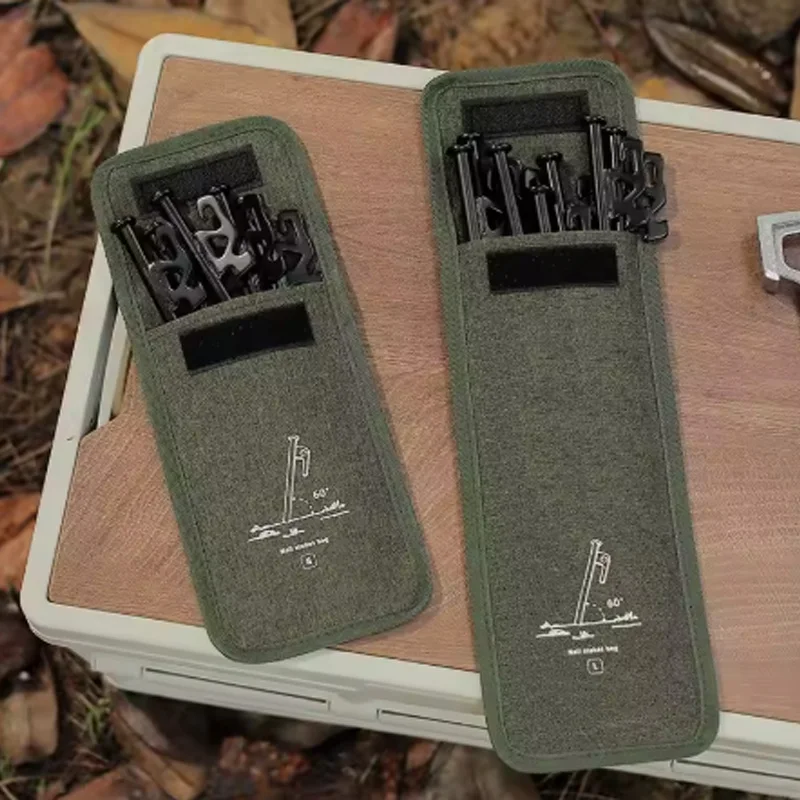 Outdoor Camping Tent Pegs Bag Pegs Nails Storage Bags Hammer Wind Rope Buckles Tent Nail Stake Storage Pocket Tent Accessories