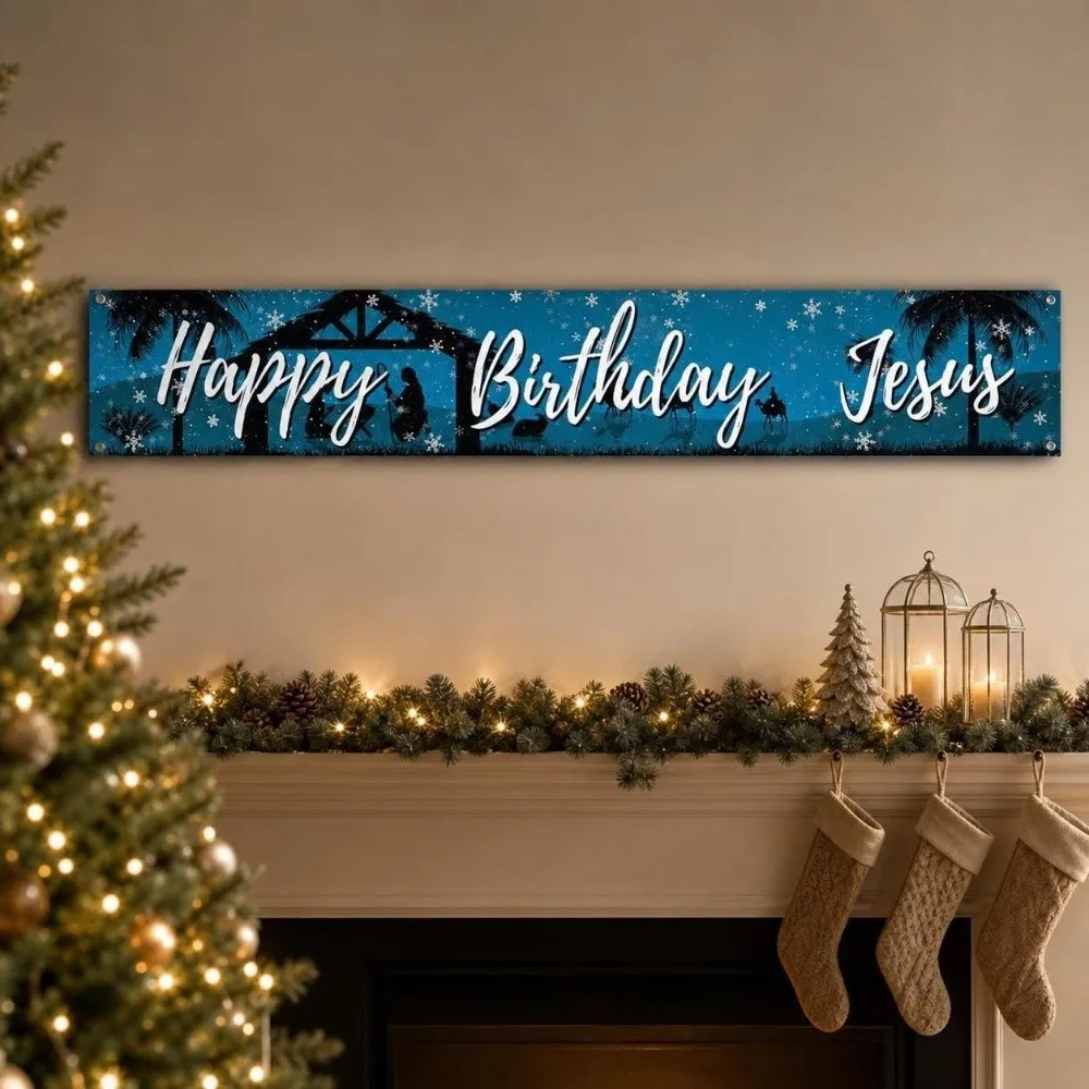Atmosphere Santa Claus Christmas Banner Snowman Festive Ornament Xmas Hanging Flag Navidad Noel Outdoor Banner Yard