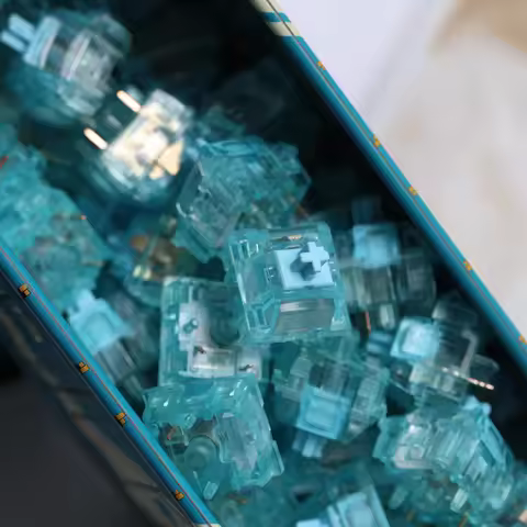 KTT OFF STUDIO Blue Tears Silent Switch 5Pin Linear Custom Mechanical Keyboard Kit Factory Lubed POM Stem Transparent shell RGB