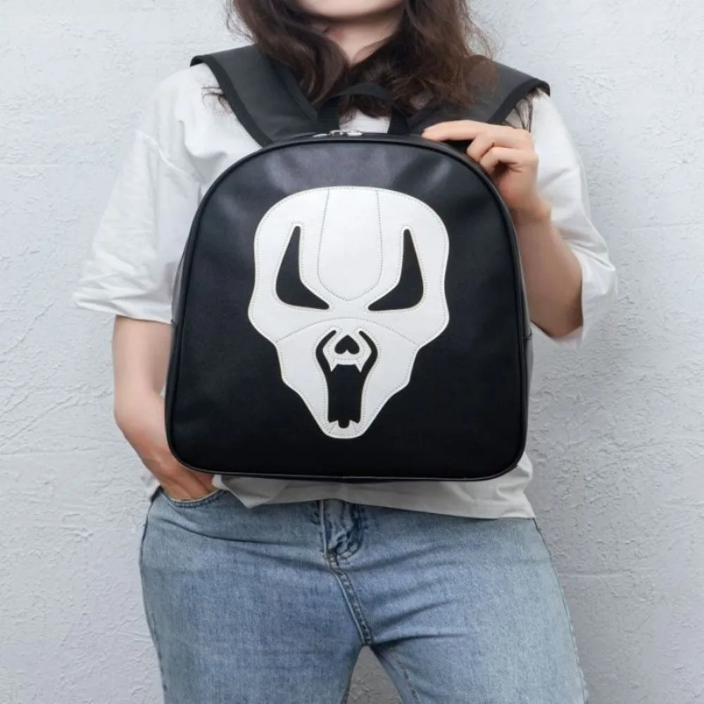 PU Leather Halloween Skull Head Printted Bag Waterproof Zipper Halloween Ghost Skull Backpack Large Capacity Travel Bag