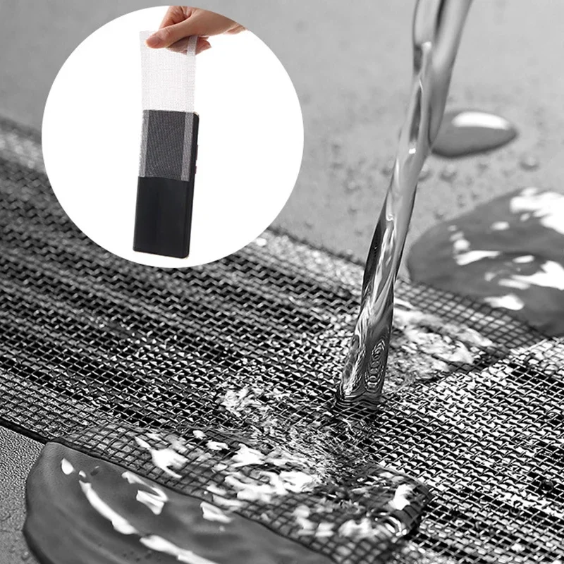 5m Cutable Shower Drain Hair Catcher Self-Adhesive Floor Drain Stickers Disposable Mesh Sink Strainer Filter For Bathroom - view 3