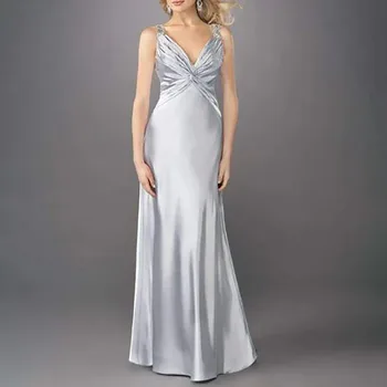 ชุดราตรีทรงทรัมเป็ต คอวี แขนกุ...