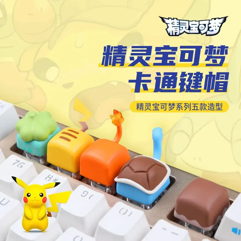 Pokemon Mechanical Keyboard Keycap Cartoon Figure Colorful Keycap Personalized Pikachu Keyboard for Kids Christmas Gifts