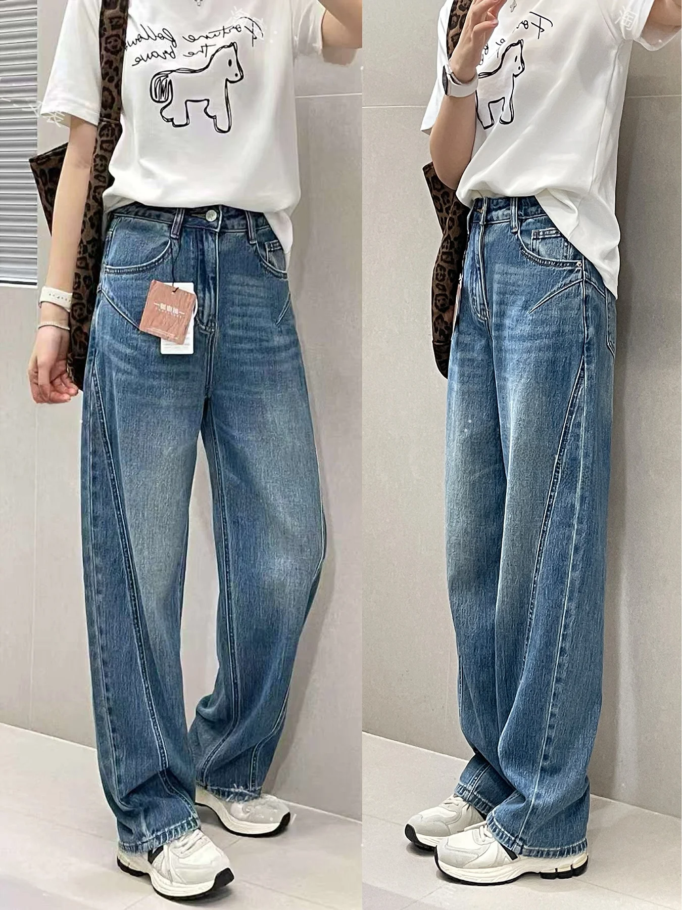 

Slim Fit Wide Leg Jeans Women's Spring Summer New Loose Casual Versatile Slimming Knife High Waist Denim Pants