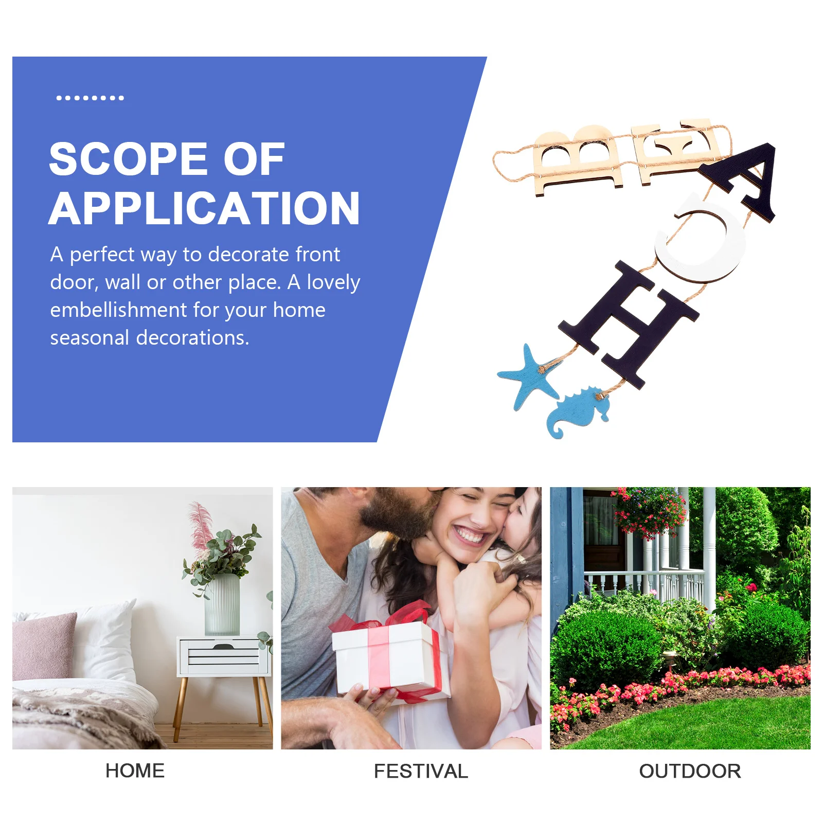 

Wooden Wall Art Beach Hanging Sign Rustic Summer Decor for Front Door Home Wall Decoration Nautical Theme Party Backdrop