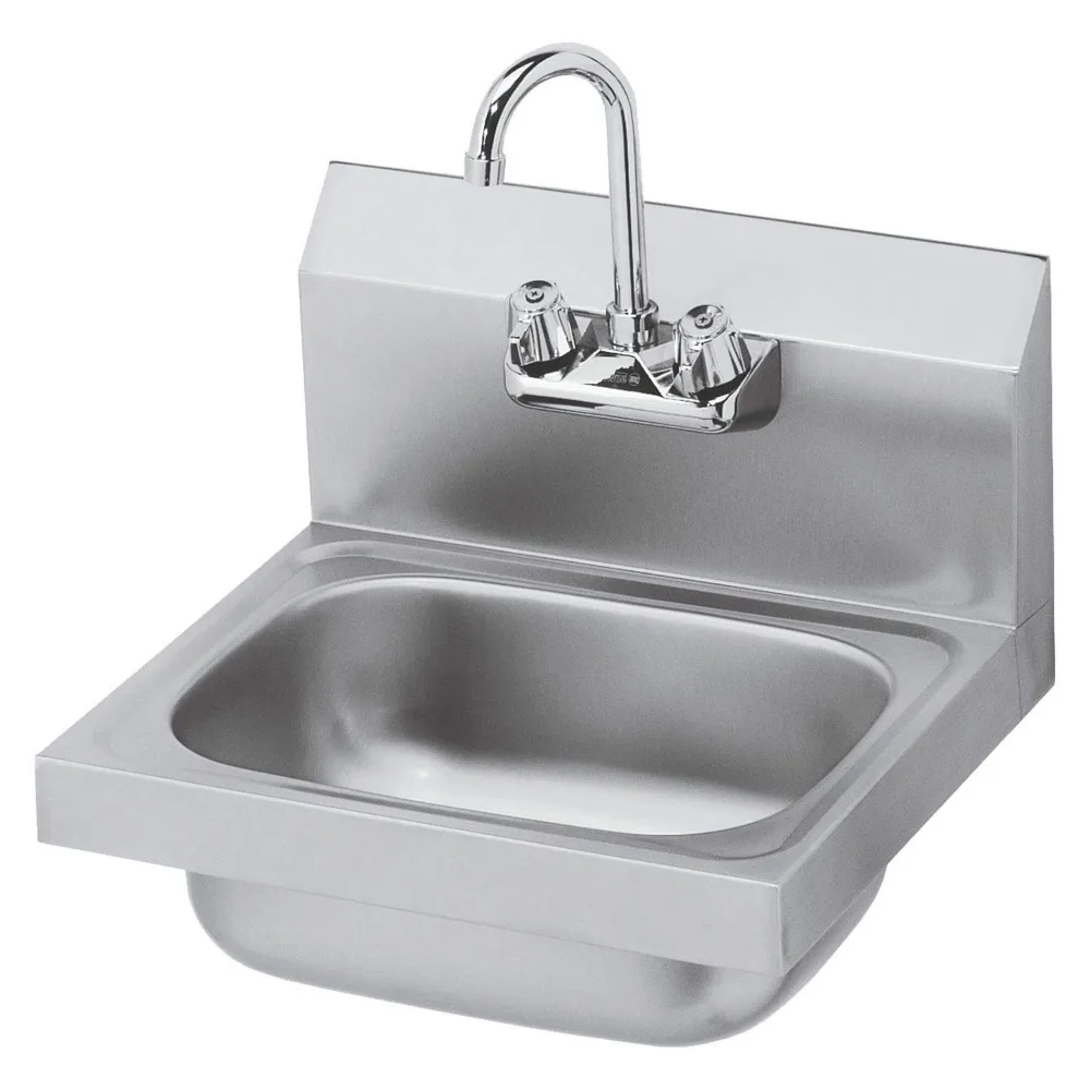 

Krowne HS-2L 6-Basin Wall-Mounted Hand Sink with Deep Basin and 4-Outlet Splash-Mount Gooseneck Faucet, Dimensions 17.25 Wide x