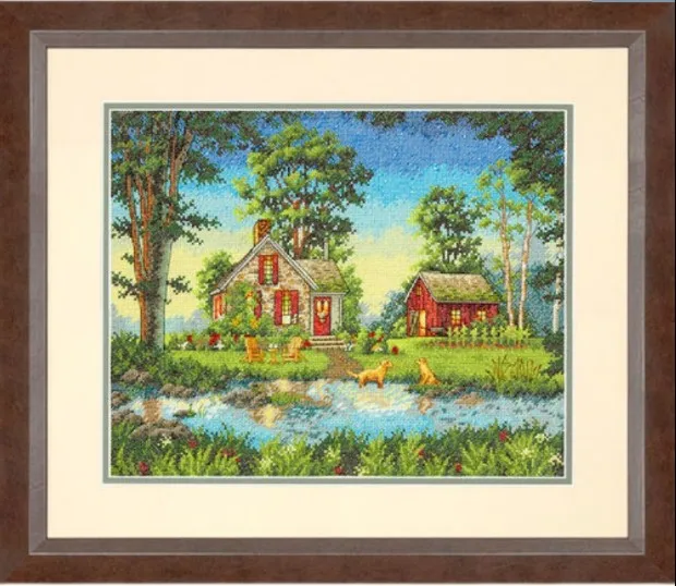 Chinese Cross-Stitch Kits, Embroidery Needlework Sets, DIY Embroidery, Summer House, 46-38, 16CT, 14CT, 18CT, 70-35340