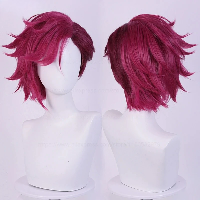

Role-30 cm deep rose-colored short hair heat-resistant synthetic fiber material anime character role- + cap