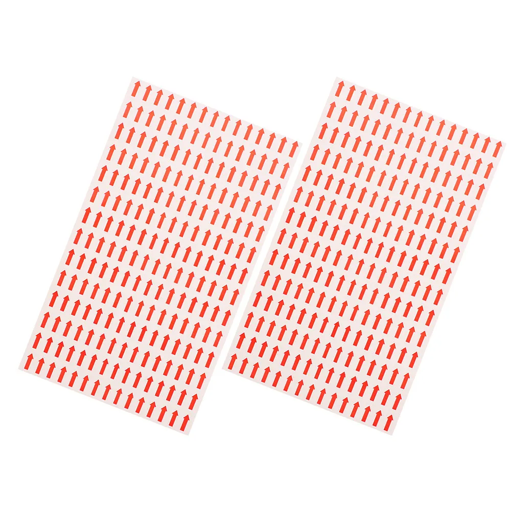 

2Pcs Red Arrow Shaped Adhesive Labels Bright Highly Visible Direction Marking Stickers for Office Self