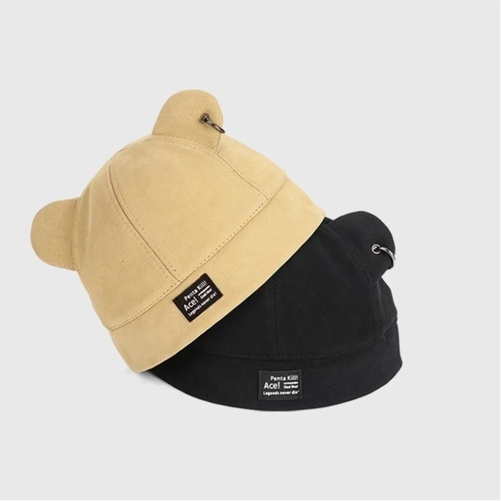 Cute Cat Ears Ear Landlord Hat No Brim Solid Color Beanie Hat Winter Autumn Cap